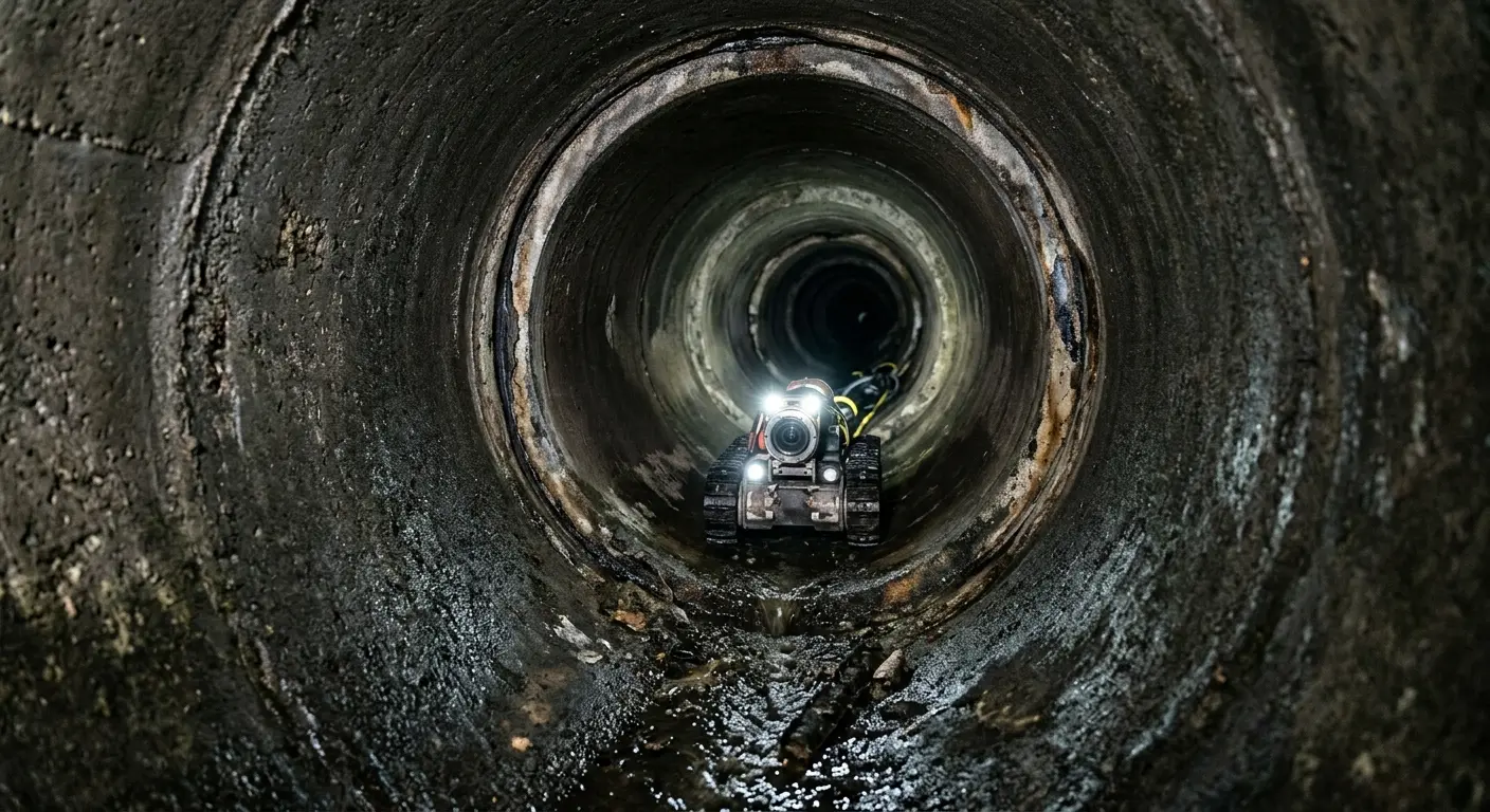 Robotic sewer camera inspecting pipe interior for Sewer Line Cleaning in Mayfield Heights